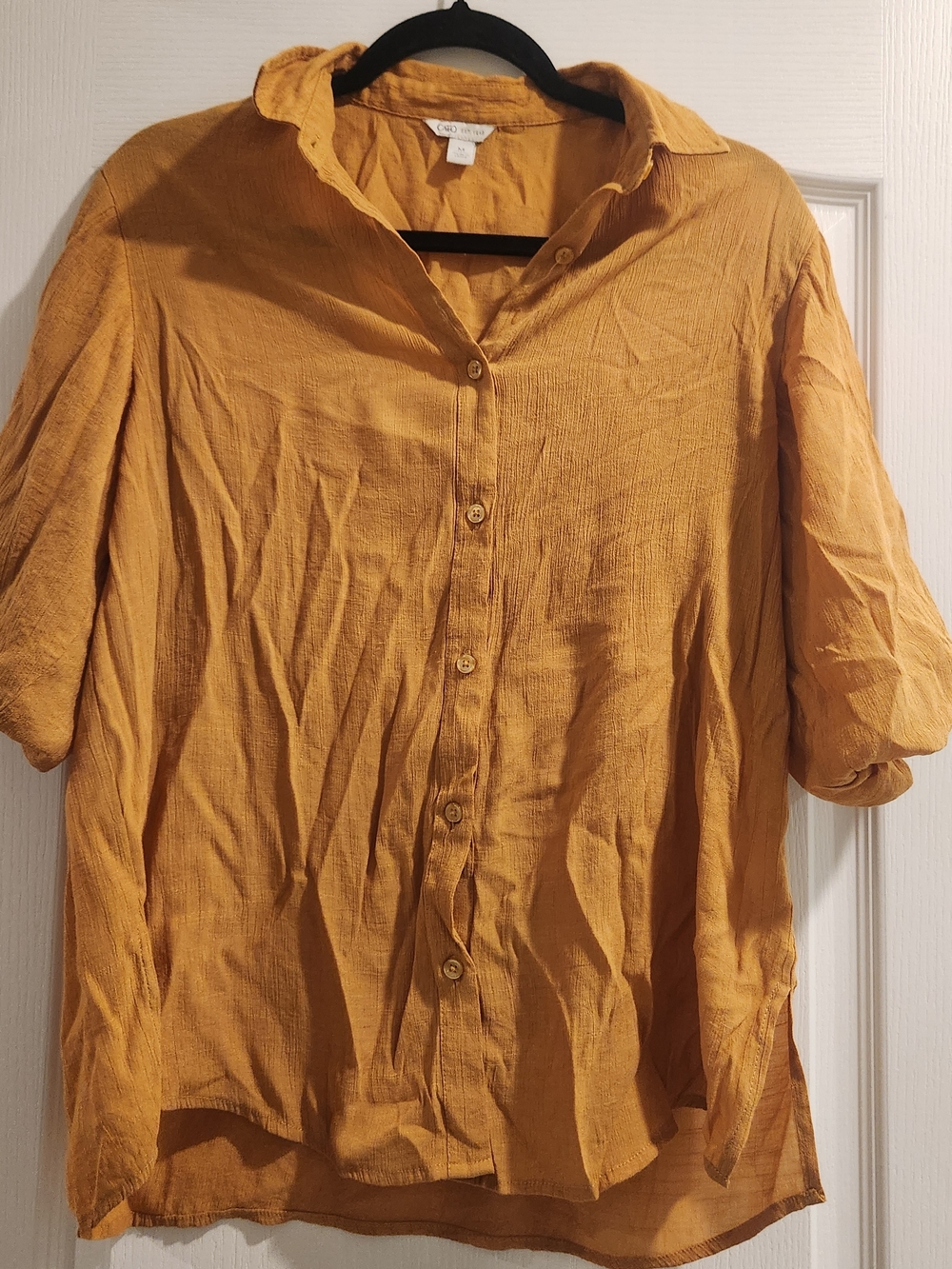 Cato Mustard Yellow Button-Front Lightweight Shirt M Euc